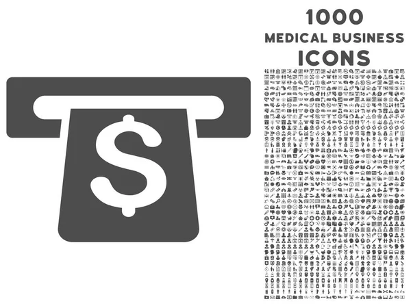 Zahlungsterminal-Symbol mit 1000 medizinischen Geschäftssymbolen — Stockvektor