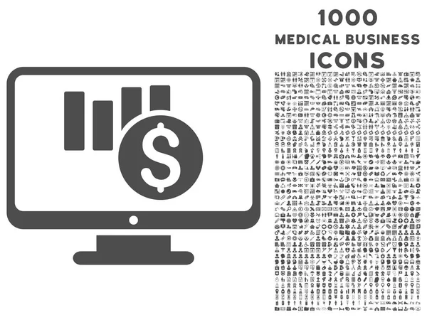 Диаграмма продаж икона мониторинга с 1000 медицинских бизнес-икон — стоковый вектор