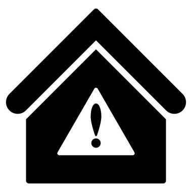 Uyarı bina düz vektör simgesi