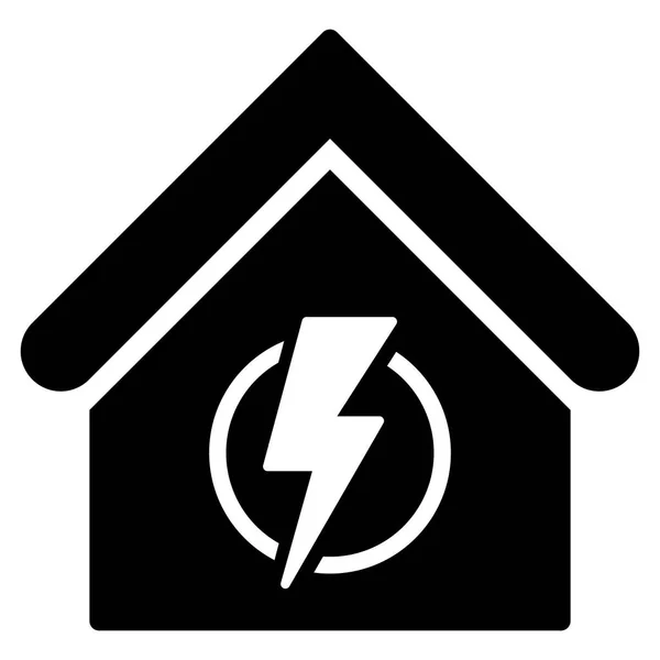 Power Supply Building Flat Vector Icon — Stock Vector