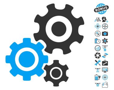 Helikopter araçları Bonus ile dişli mekanizması simgesi