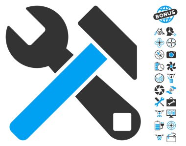 Çekiç ve helikopter araçları Bonus ile Wrench kutsal kişilerin resmi