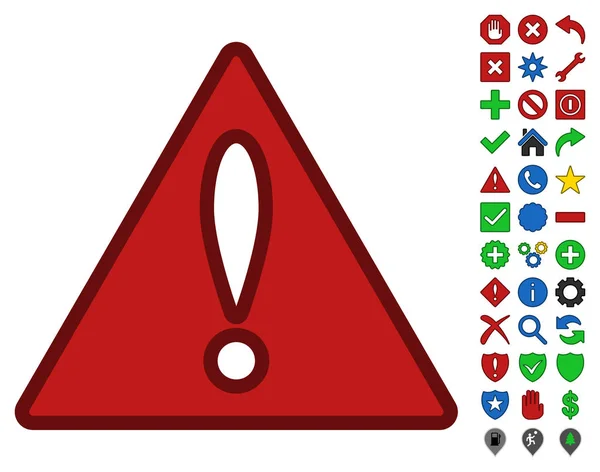 Símbolo de error con conjunto de iconos de barra de herramientas — Vector de stock