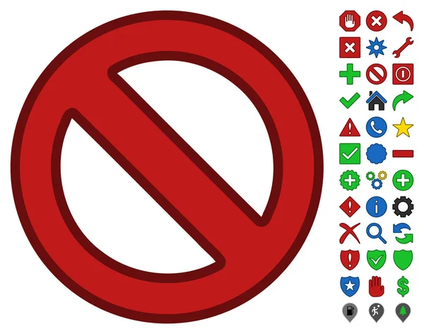 Símbolo prohibido con conjunto de iconos de barra de herramientas — Vector de stock