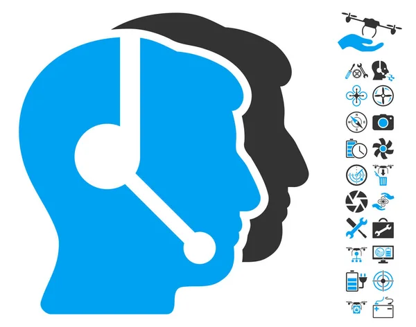 Callcenter exploitanten pictogram met Copter Tools Bonus — Stockvector