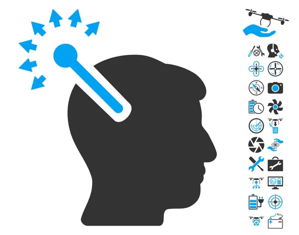 Ikony Interfejs optyczny neuronowych z powietrza Drone narzędzia Bonus — Wektor stockowy