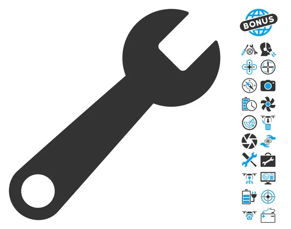Icona della chiave inglese con il bonus di Copter Tools — Vettoriale Stock