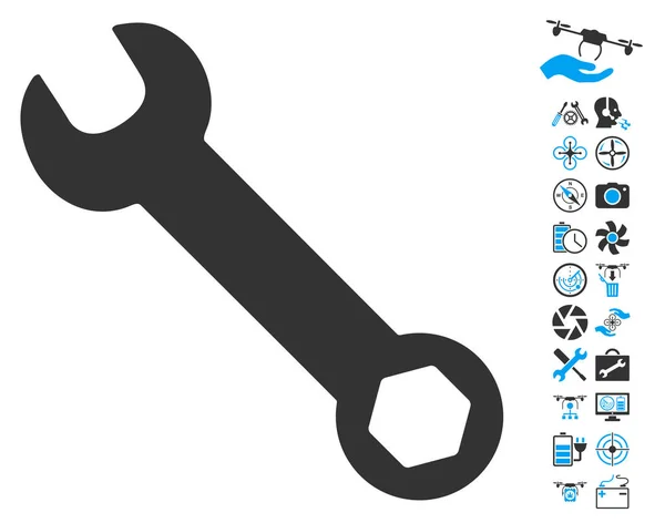 Hava dron araçları Bonus ile Wrench kutsal kişilerin resmi — Stok Vektör