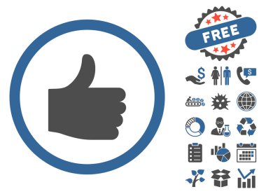 Düz vektör simge Bonus ile yukarı başparmak