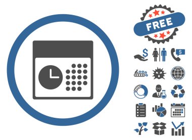 Bonus ile saat ve Tarih düz vektör simgesi