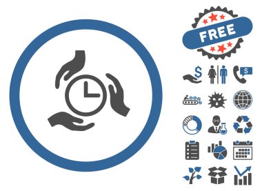 Bonus ile zaman bakım düz vektör simgesi