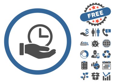 Zaman hizmeti düz vektör simge Bonus ile