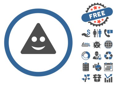 Bonus ile üçgen işareti gülümseme düz vektör simgesi