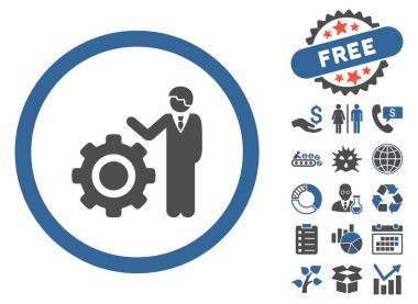 Alt dişli Bonus ile düz vektör simge göster