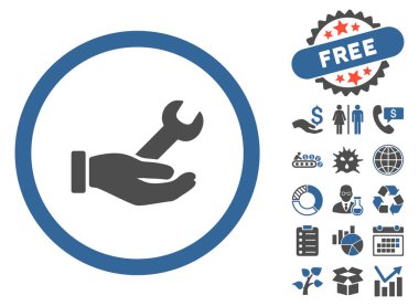 Anahtar hizmet düz vektör simgesine Bonus ile