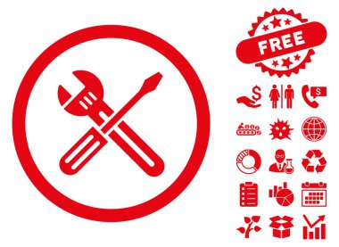 Bonus ile anahtar ve tornavida düz vektör simgesi