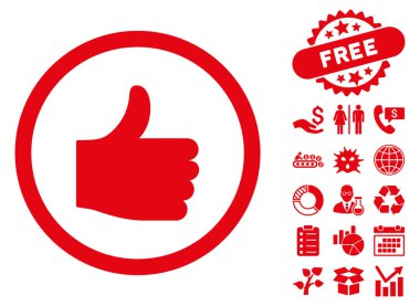 Düz vektör simge Bonus ile yukarı başparmak