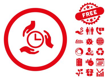 Bonus ile zaman bakım düz vektör simgesi