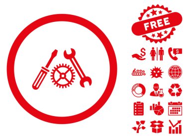 Bonus ile hizmet düz vektör simge ayarlama