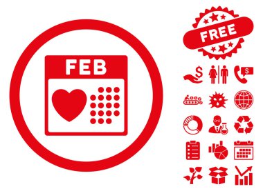Bonus ile Sevgililer Şubat gün düz vektör simgesi