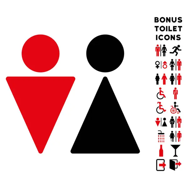 WC personen platte Vector Icon en Bonus — Stockvector