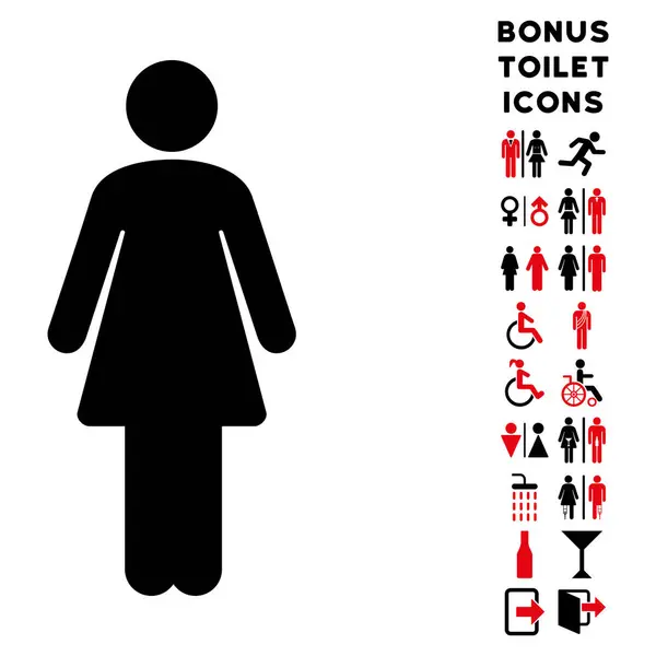 Kobieta płaskie wektor ikona i Bonus — Wektor stockowy