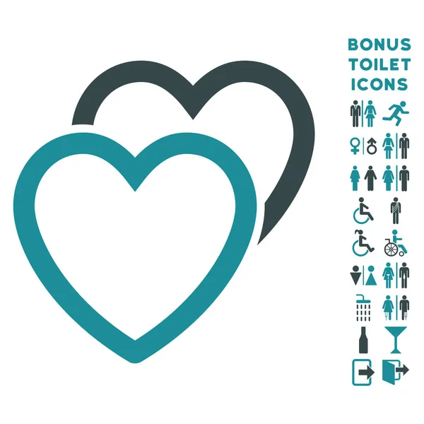 Corazones de amor plana Vector icono y bono — Vector de stock