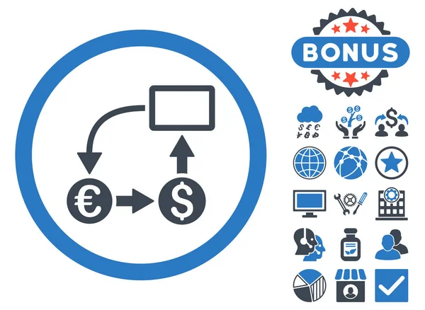 Cashflow euro exchange flat glyph icon mit bonus — Stockfoto