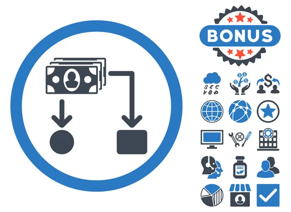 Przepływów pieniężnych z płaskim glifów ikona z Bonus — Zdjęcie stockowe