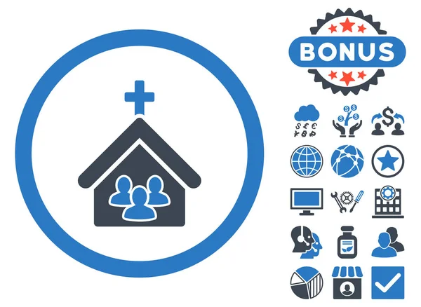 Church Flat Glyph Icon with Bonus — Stock Photo, Image