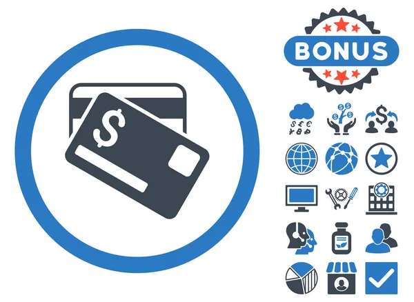 Cartões de Crédito Flat Glyph Icon com Bônus — Fotografia de Stock