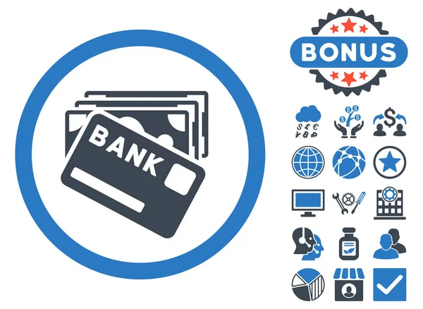 Kredytowej pieniądze płaskie glifów ikona z Bonus — Zdjęcie stockowe