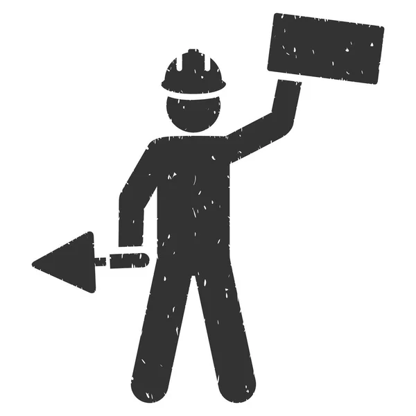 Bauunternehmer mit Ziegelstein-Ikone — Stockfoto