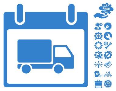 Bonus ile teslim araba takvim gün vektör simgesi