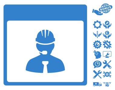 Bonus ile mühendis takvim gün vektör simgesi