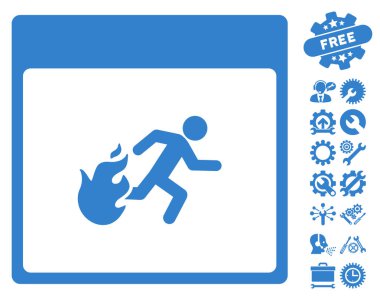 Bonus ile yangın tahliye adam takvim sayfa vektör simgesi