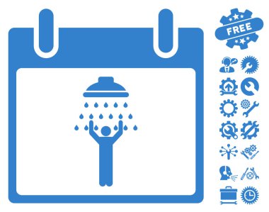 Bonus ile adam duş takvim gün vektör simgesi