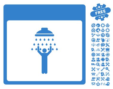 Bonus ile adam duş takvim sayfası vektör simgesi