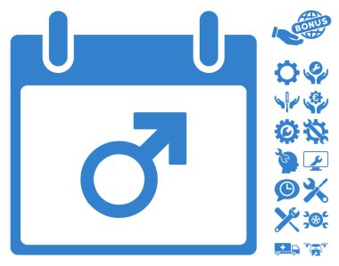 Bonus ile Mars erkek sembol takvim gün vektör simgesi