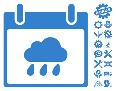 Bonus ile yağmur bulutu takvim gün vektör simgesi