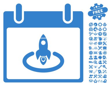 Roket Başlat takvim sayfası vektör simgesi Bonus ile