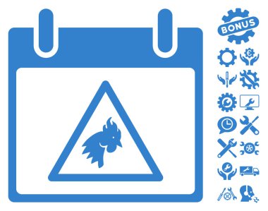 Takvim gün vektör simge Bonus ile uyarı horoz