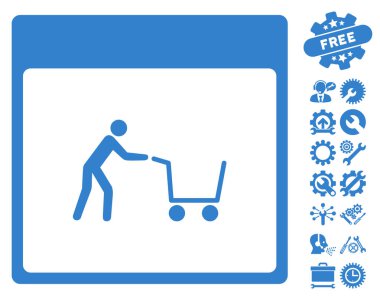 Bonus ile alışveriş sepeti takvim sayfası vektör simgesi