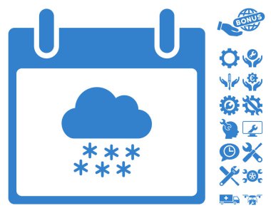 Bonus ile kar bulut takvim gün vektör simgesi