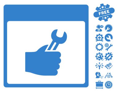 Anahtar hizmet el takvim sayfası vektör simgesini Bonus ile