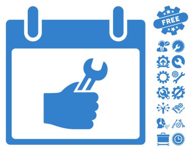 İngiliz anahtarı hizmet el takvim gün vektör simgesi Bonus ile