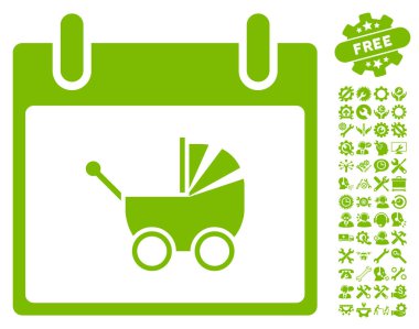 Bebek arabası takvim gün vektör simge Bonus ile