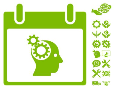 Bonus ile beyin Gears takvim gün vektör simgesi