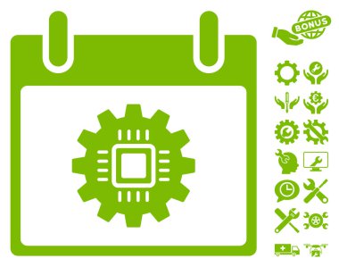 Bonus ile çip dişli takvim gün vektör simgesi