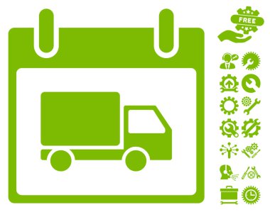 Bonus ile teslim araba takvim gün vektör simgesi